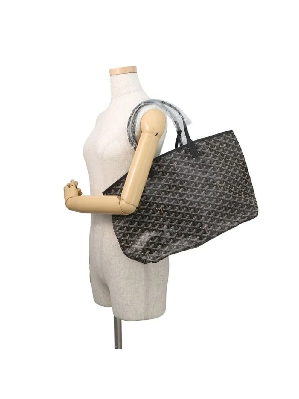 Goyard Tote Saint Louis PM Leather Black Herringbone with Pouch - Picture 4 of 7